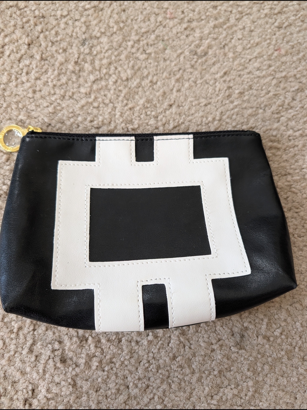 Estee Lauder Black and White Geometric Cosmetic Pouch